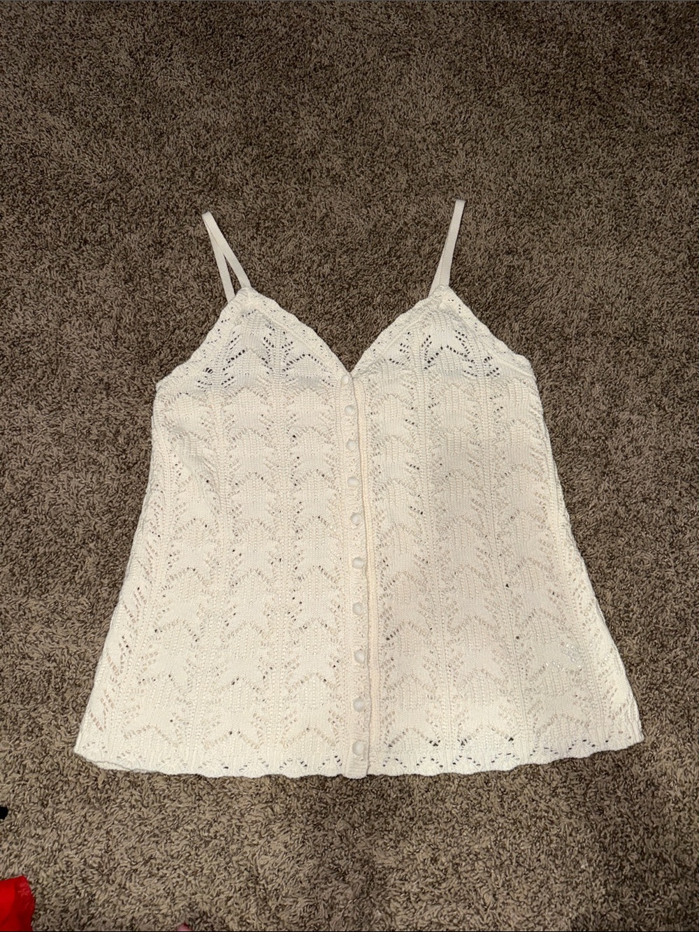 Aerie sz medium Women’s White Crochet Button-Front Camisole Top